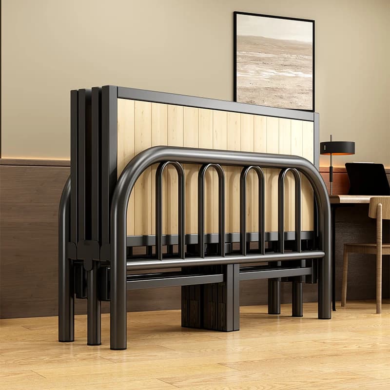 Letto pieghevole in legno massello Letto singolo singolo extra per uso domestico 1 metro 2 Camera in affitto per adulti Pannello rigido rinforzato doppio ferro