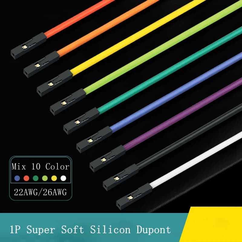 10 pcs 1P Silicone Dupont Cable Super Soft for Arduino 10cm 20cm 30cm 2.54mm Male Step Female Dupont Bridge Thread 22AWG 26AWG Gold