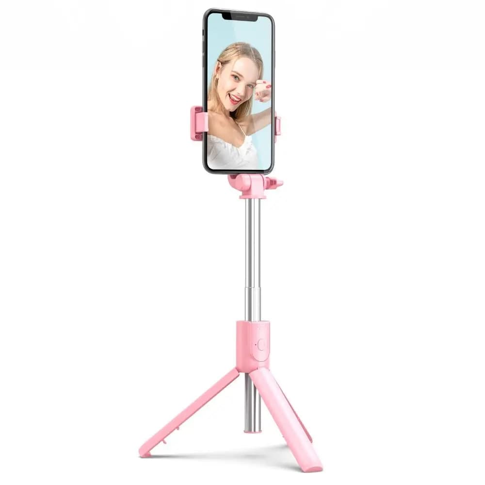 Bastone selfie per cellulare da 0,7/1/1,7 m, estensibile, con supporto per live streaming e telecomando wireless con grilletto remoto.