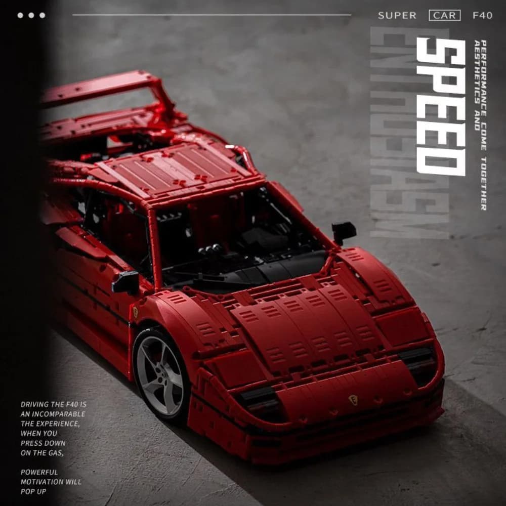 F40 Auto Sportiva Rossa High-Tech Compatibile con MOC-140629, Blocchi da Costruzione, Giocattoli Educativi, Puzzle, Regali di Compleanno