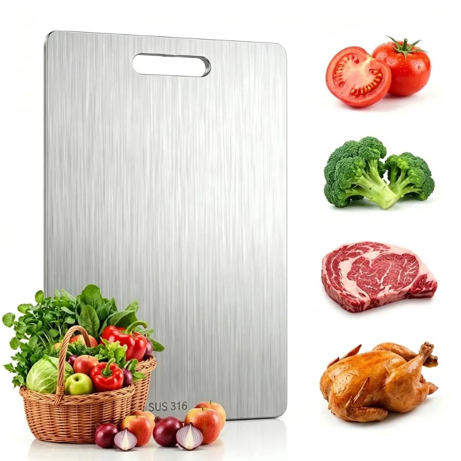 Stainless Steel Cutting Board 11 X15.35 Double Sided Cutting Board for Kitchen Metal Cutting Board for Meat Fruits Vegetables