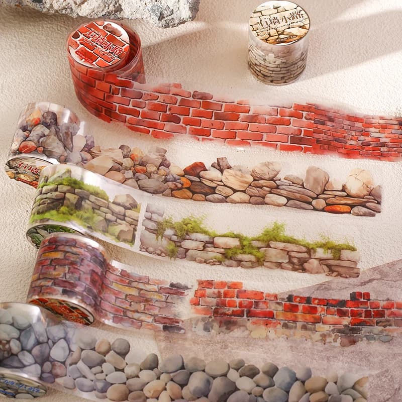 200 cm/rotolo di pietra percorso da parete PET adesivo nastro collage scrapbook notebook diario adesivo di cancelleria decorazione conto mano fai da te