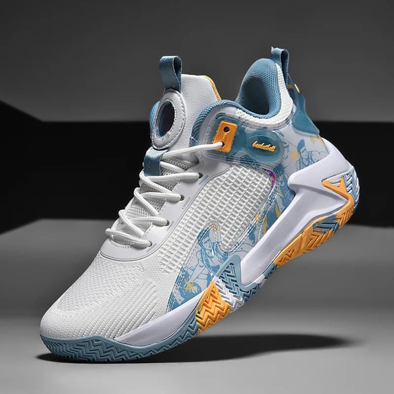Scarpe da basket da uomo Mesh Traspirante Comfort Antiscivolo Scarpe da ginnastica con ammortizzazione piatta resistenti all'usura Stivali da basket da allenamento sul campo