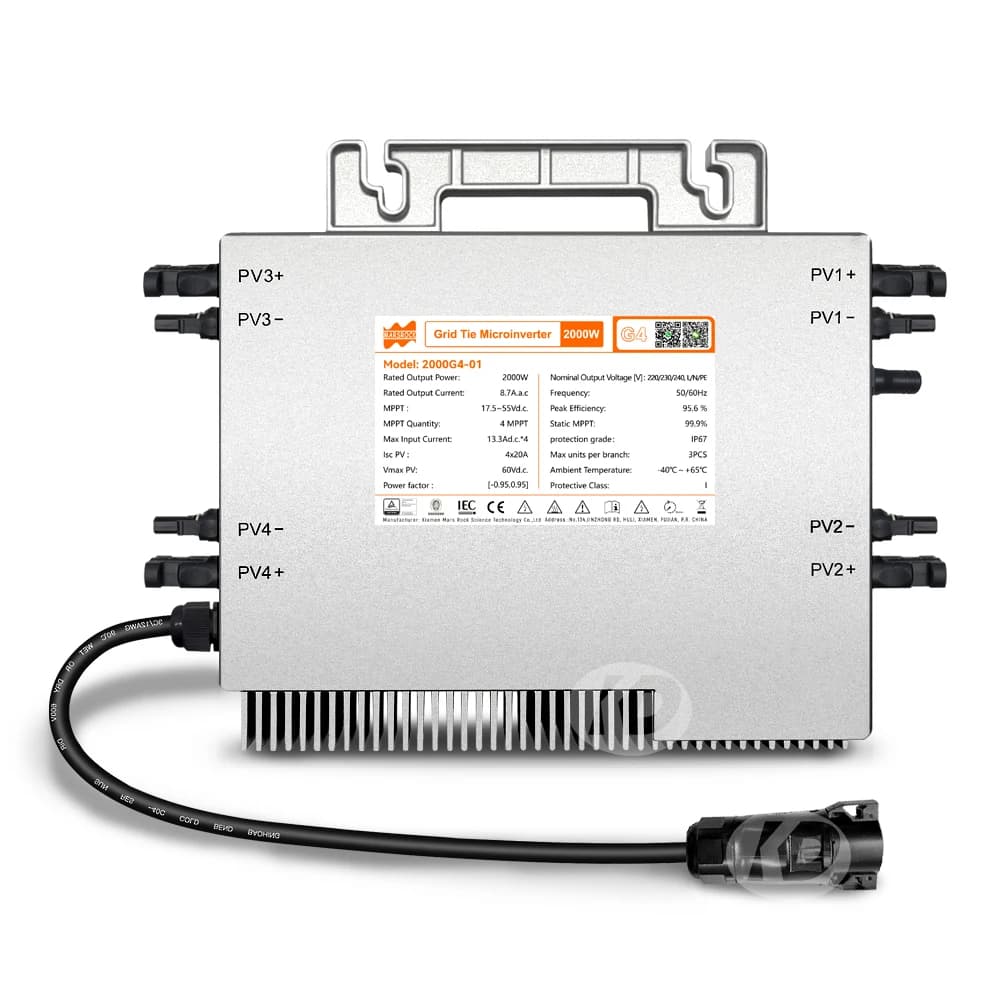 Microinverter solare DEYE 2000W 230VAC (184-265V) collegato alla rete, in grado di collegare 4 pannelli solari da 210-770W, con WiFi