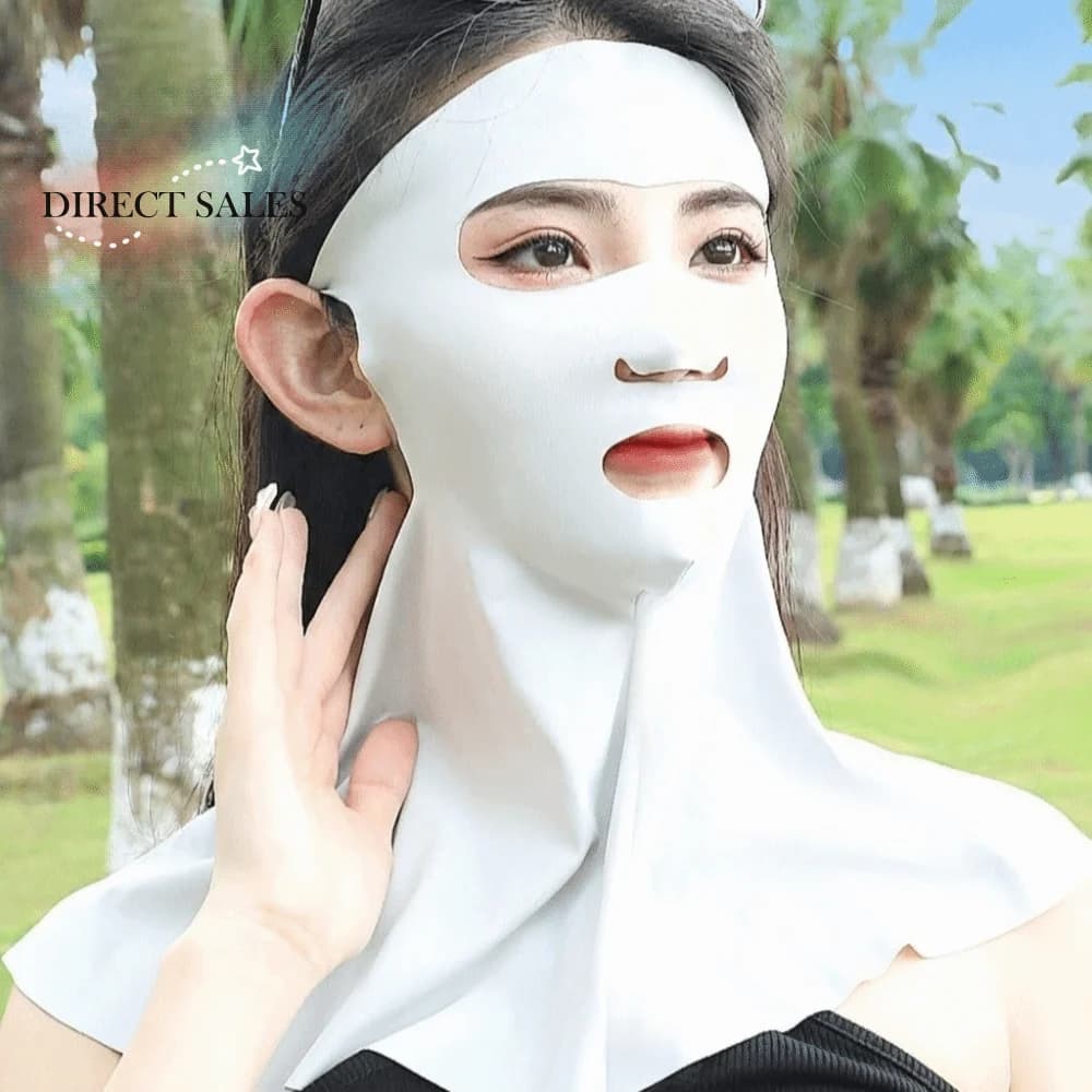 Maschera Solare alla Moda in Seta Ghiaccio, Protezione Completa Viso e Collo in Poliestere, Tinta Unita, per Ciclismo