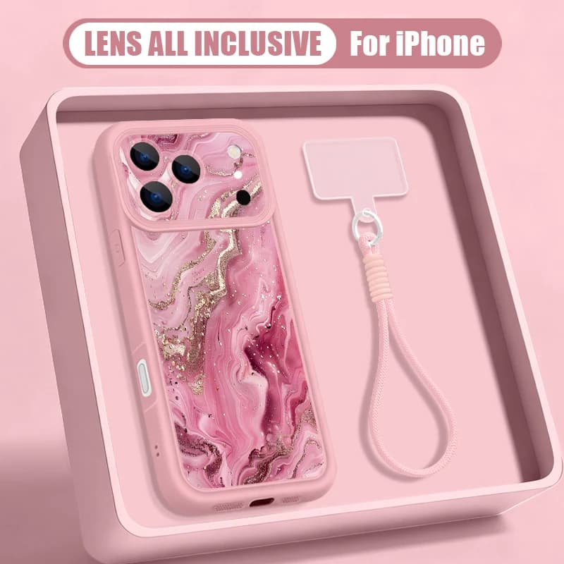 Wrist Strap Lanyard Phone Case For iPhone 17 Pro Max 17e 16e 16 14 15 13 Pro Max 11 Marble Pattern Soft TPU Silicone Back Cover