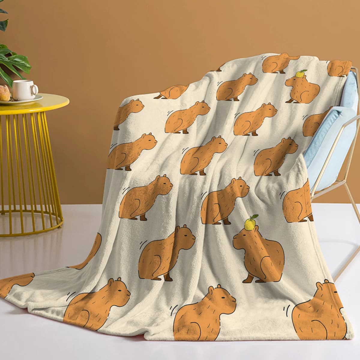 Coperta da tiro con stampa capibara trembling – Peluche super morbido per divano, divano, letto – Simpatico regalo di animali, comfort per la casa e i viaggi