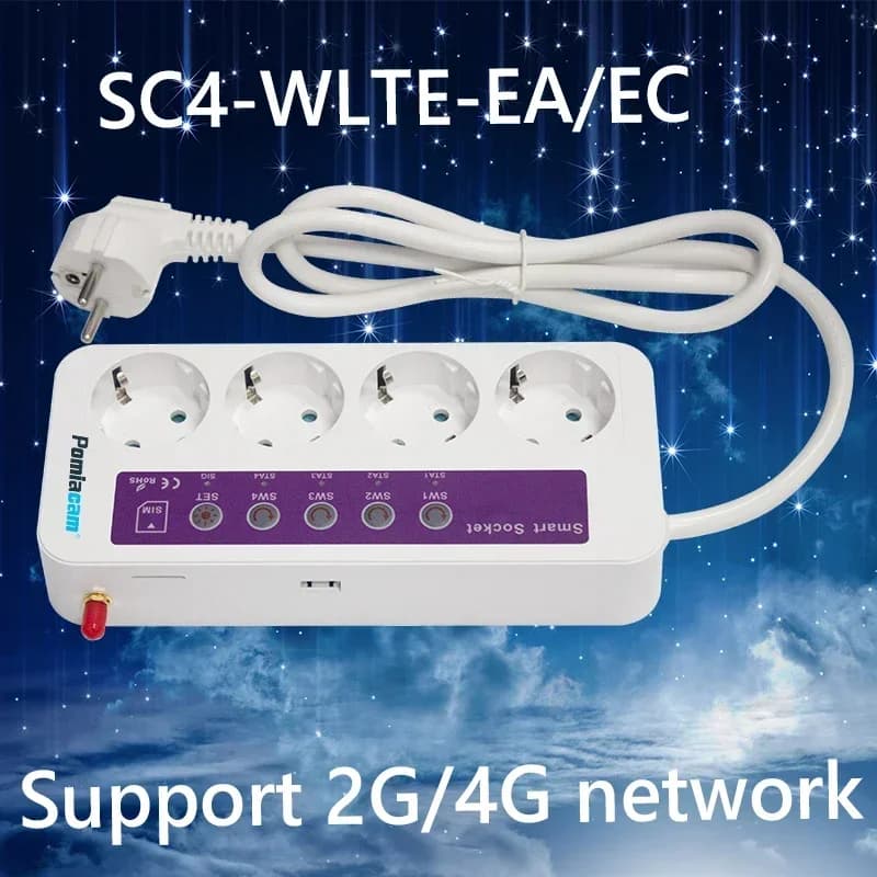 16A SMS Smart Socket Can Be Controlled OFF/ON By Mobile APP Power Supply SC4-GSM 4G 4CH Port Optional Power Failure Alarm