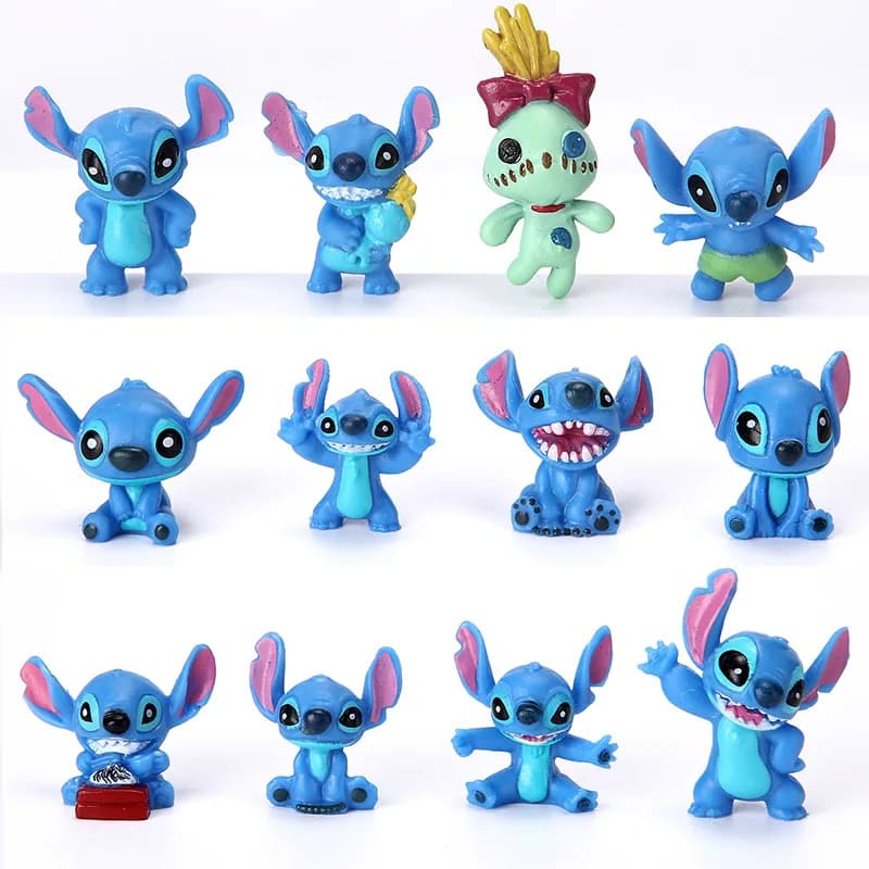 12 pezzi MINI Stitch Anime Figurine bambole Cartoon Lilo e Stitch Action Figures decorazione da collezione modello giocattoli regalo per bambini