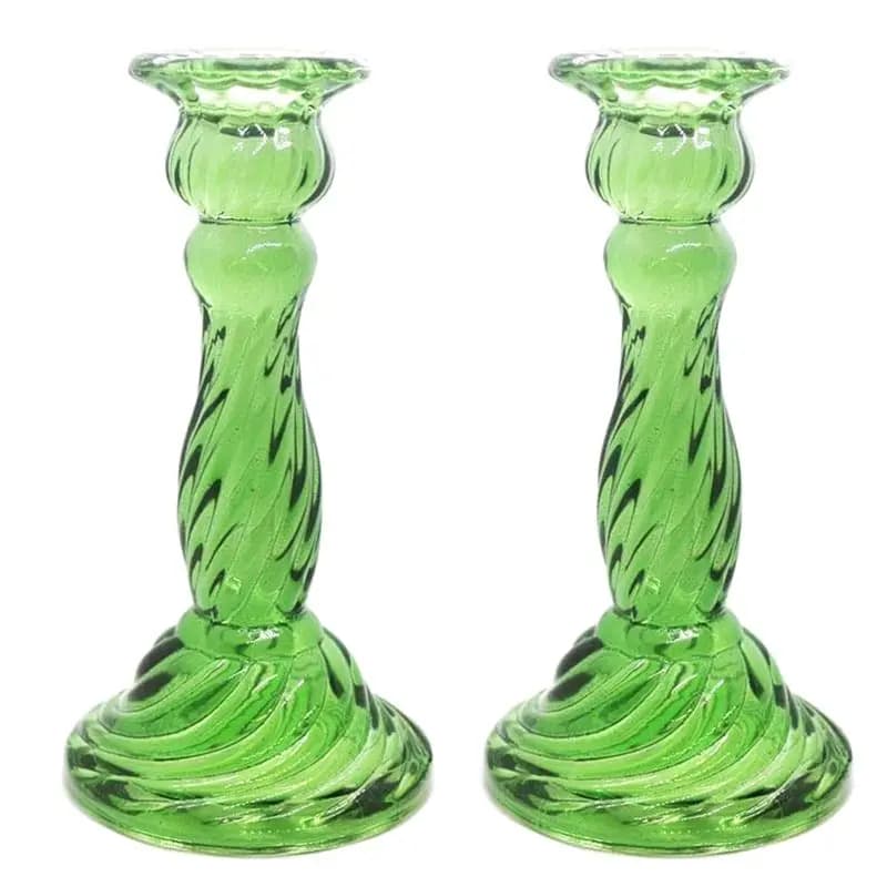 AEE4-Glass Candle Holders Taper Candlesticks Candelabras For Table Wedding Celebration Centerpiece Taper Candle Holders