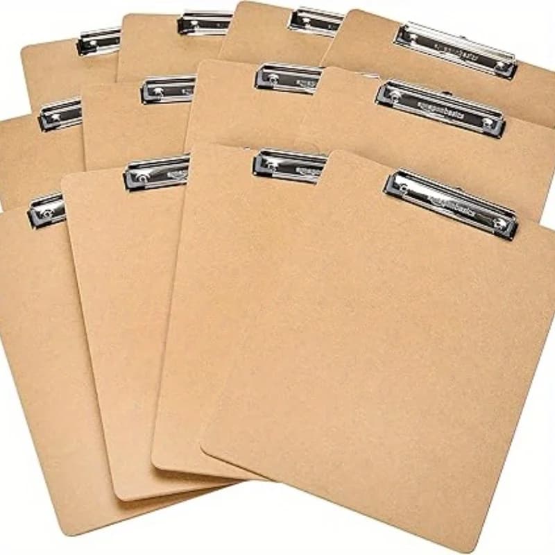 Basics Hardboard Office Clipboard Wooden file board clamp Writing pad for office memo folder- 1-Pack
