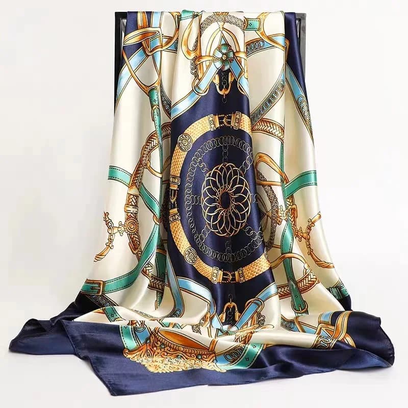 Fazzoletti Sciarpa di seta per capelli 90 * 90 cm Stampa Raso Grandi sciarpe quadrate di seta Scialli per le donne Designer di marca di lusso Fascia Hijab
