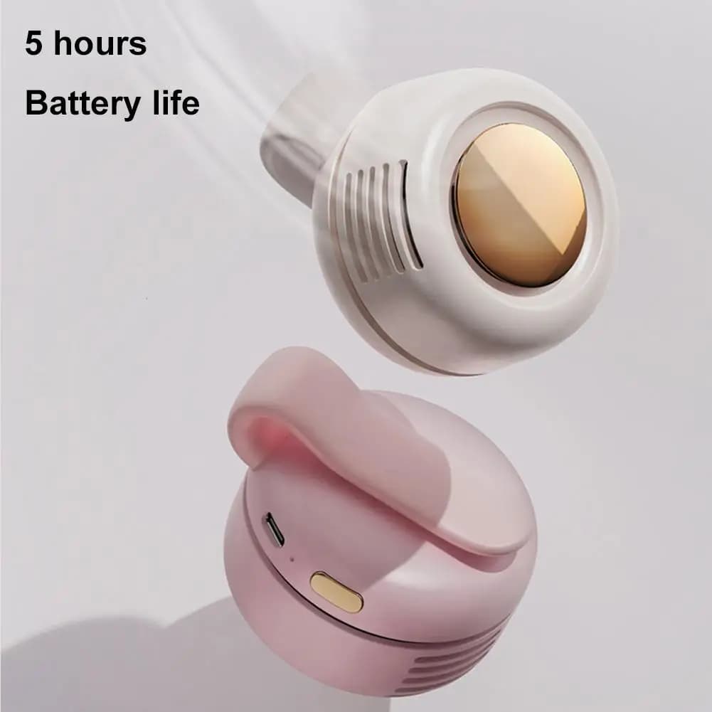Ventilatore USB da Collo Portatile Silenzioso Mini Ventilatore Elettrico da Cintura con Clip 900mAh Senza Pale 3 Velocità per Campeggio Pesca all'Aperto