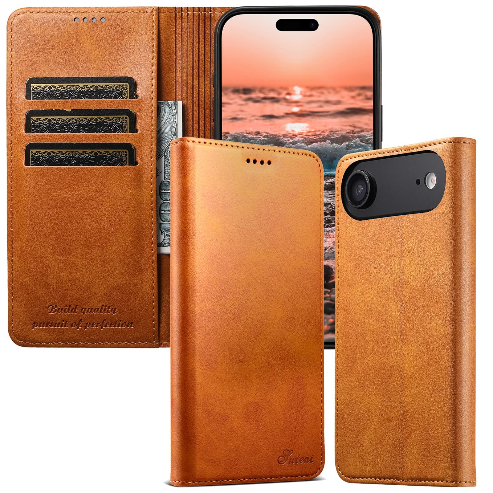 Magnetic Leather Book Case with Card Holder and Kickstand Function for iPhone 17 Pro Max 16 Plus 15 14 13 12
