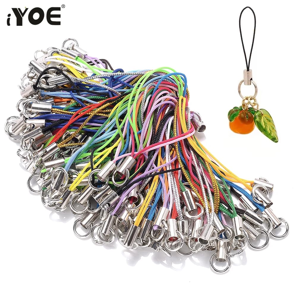IYOE 50/100pcs mix the polyester cable with jump ring rope to make keychain handmade pendant DIY handmade materials