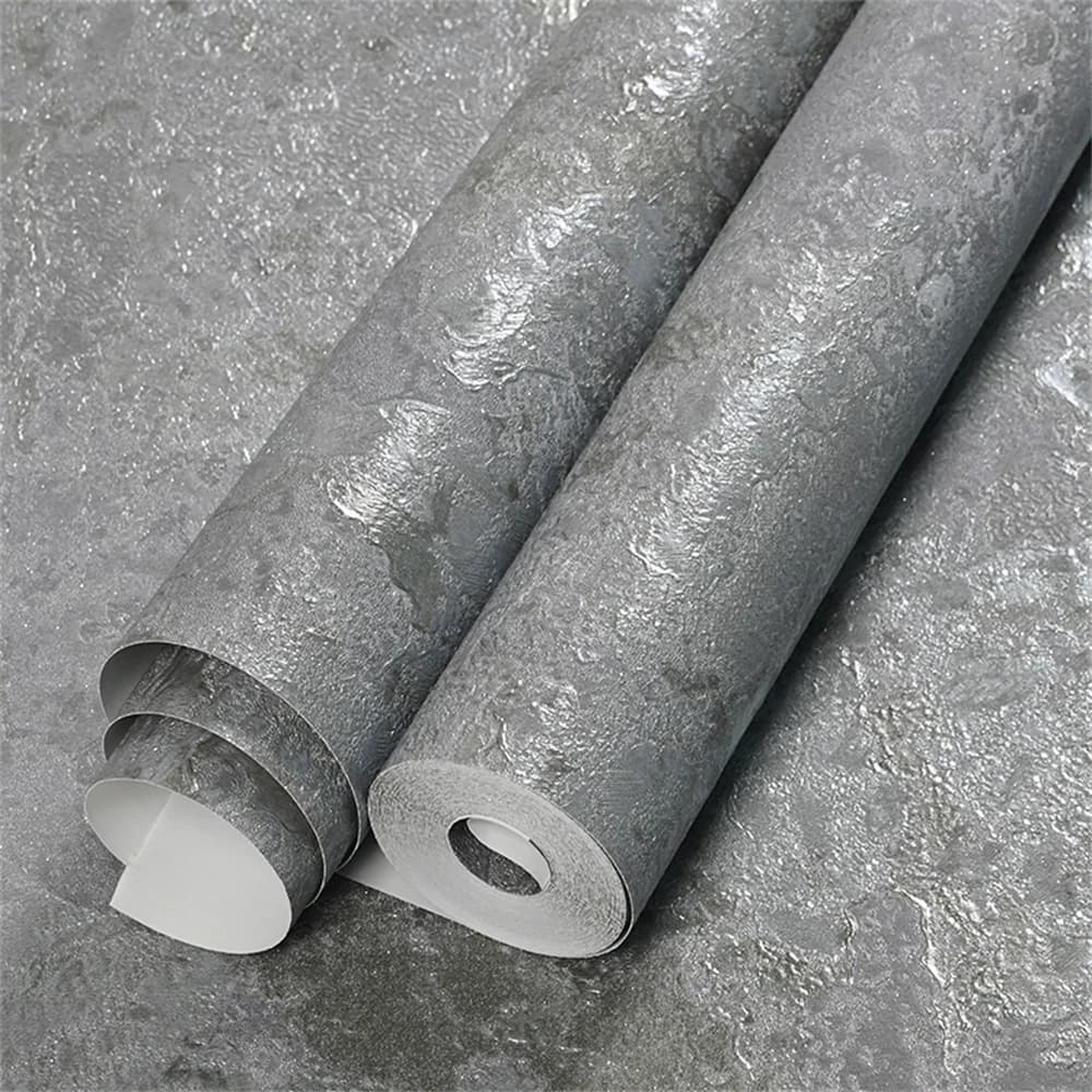 Carta da parati industriale retrò screziata in cenere di cemento Carta da parati in PVC impermeabile con sensazione di imitazione diatomea stereoscopica in tinta unita