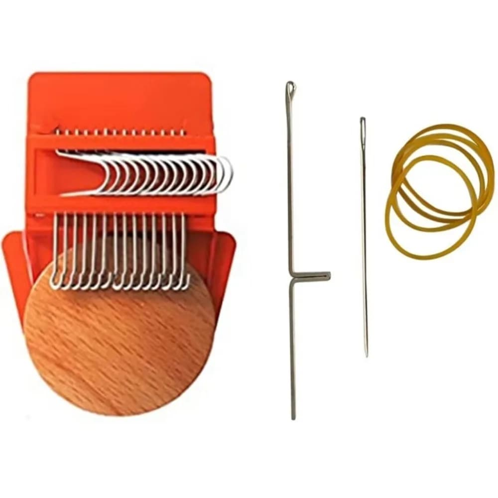 Macchina per Maglieria Personalizzata a 14 Aghi, Mini Telaio per Tessitura Arancione e Oro, Strumento Tessile Fai-da-Te