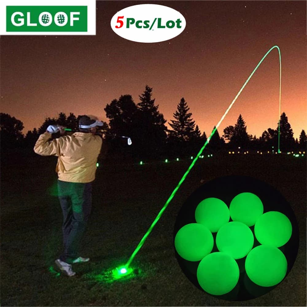 5 pezzi palline da Golf bagliore per il torneo sportivo notturno fluorescente incandescente al buio pallina da Golf palline luminose luminose di lunga durata