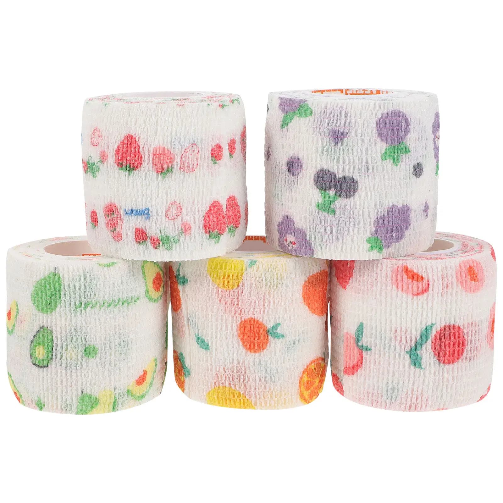 5 Rolls Elastic Self-Adhesive Bandage Breathable Non-Slip Sports Wrap for Wrist Ankle Injury Support Vet Tape for Dogs Cats