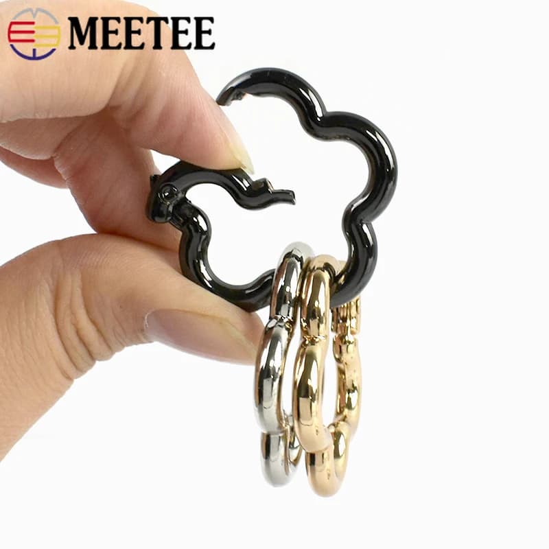 5/10 Pezzi Fibbie Metalliche a Forma di Fiore per Cinghie Borsa, Anelli a Molla, Portachiavi, Cordini, Moschettoni Apribili, Chiusure a Scatto, Accessori Hardware