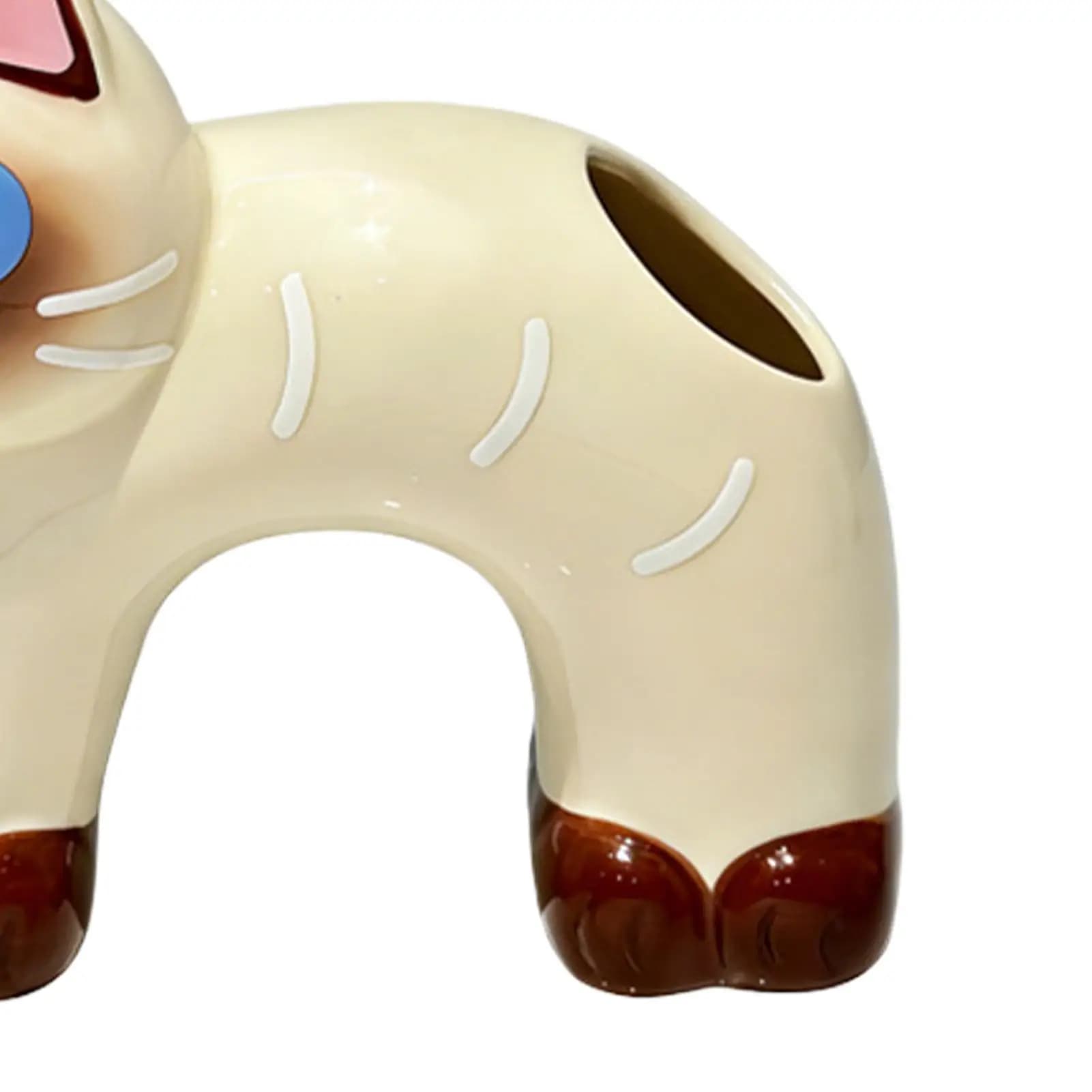Portaspazzolino in ceramica a forma di gatto, con doppio foro, per spazzolino e dentifricio, da posizionare sul piano del bagno, lavabo o mobiletto.