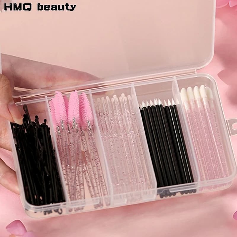 80 pezzi set di pennelli per trucco professionale scatola per sopracciglia ciglia pennelli per labbra forcina micro pennello per strumenti per trucco estensione ciglia