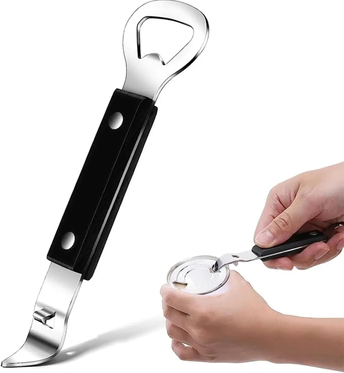 Apriscatole manuale multifunzionale in acciaio inossidabile, apribottiglie, apriscatole per barattoli, strumento per mani deboli, rimuove facilmente i coperchi stretti