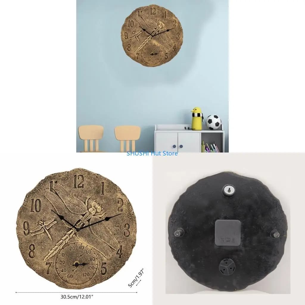 Home suspended wall clock with indoor and outdoor thermometer Use of the house D57B