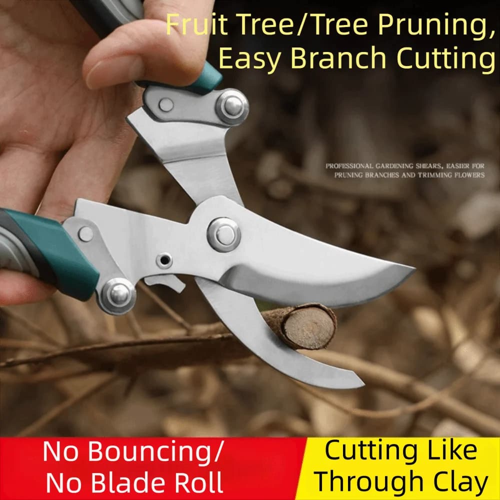 Stainless Steel Pruning Shears Foldable Non-Slip Handle Garden Scissors Sharp Blade Labor Saving Branch Pruner Garden Work