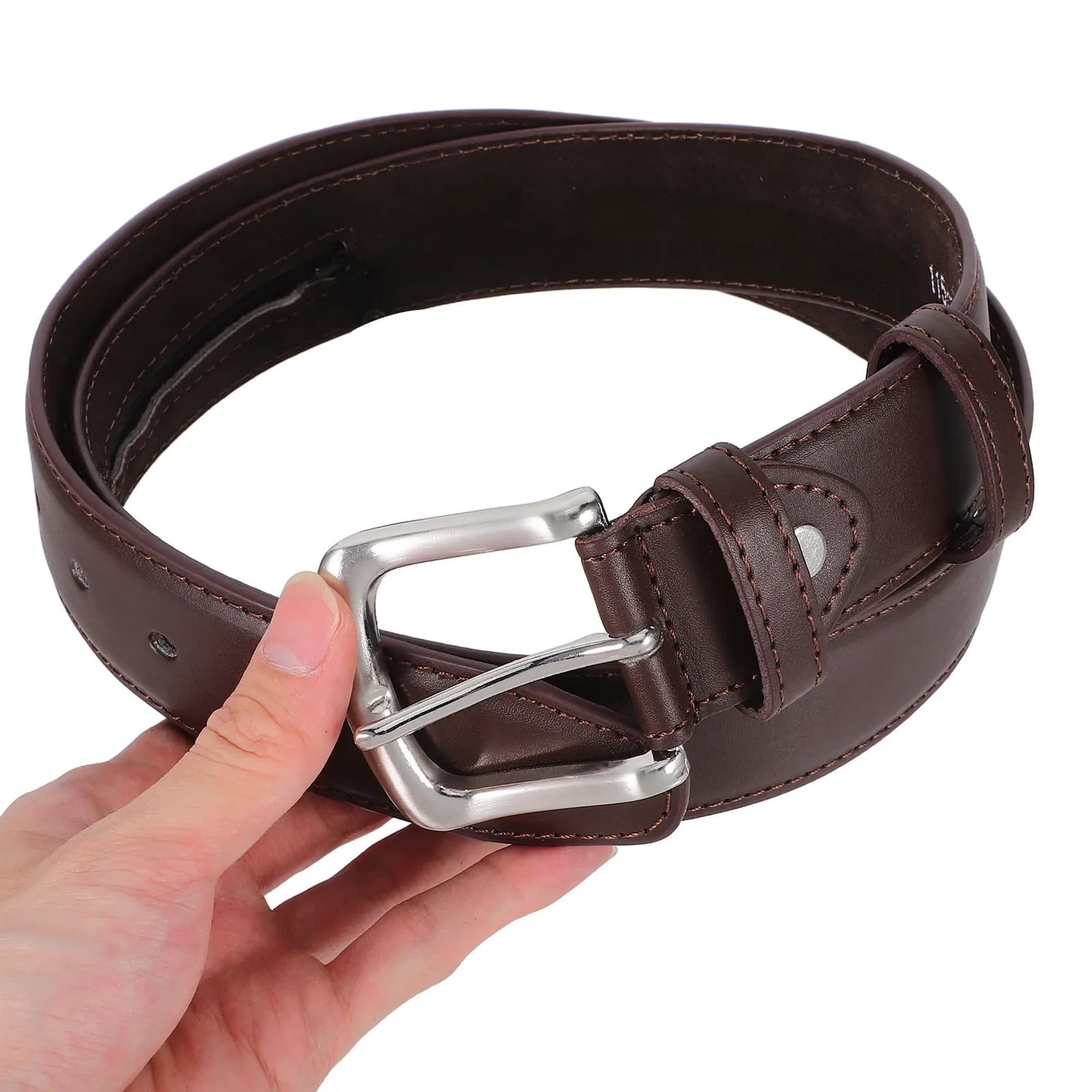 Pu Travel Money Belt Hidden Zipper Pocket Adjustable Waistband For Men Women Anti-Theft Belt Brown