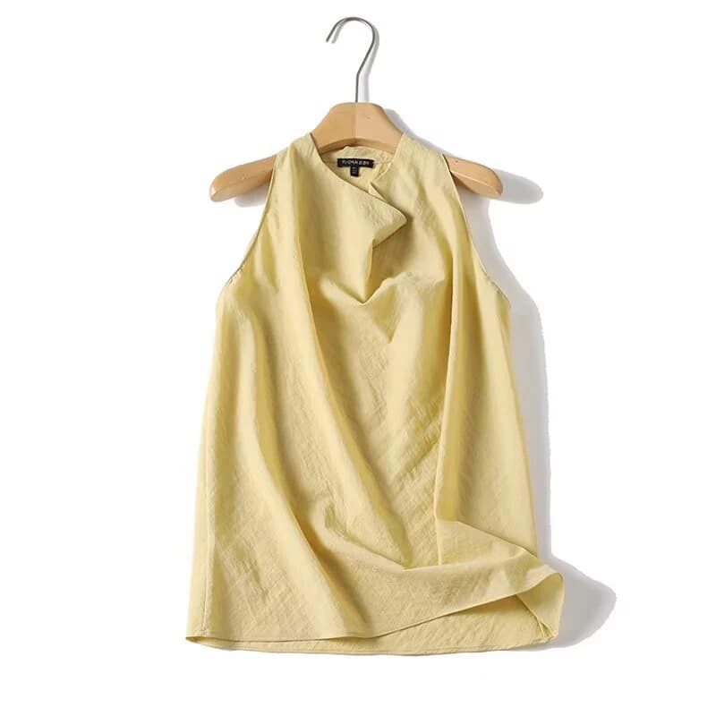 Top senza maniche con colletto oscillante in stile Commuting Style, camicetta estiva casual e da ufficio da donna