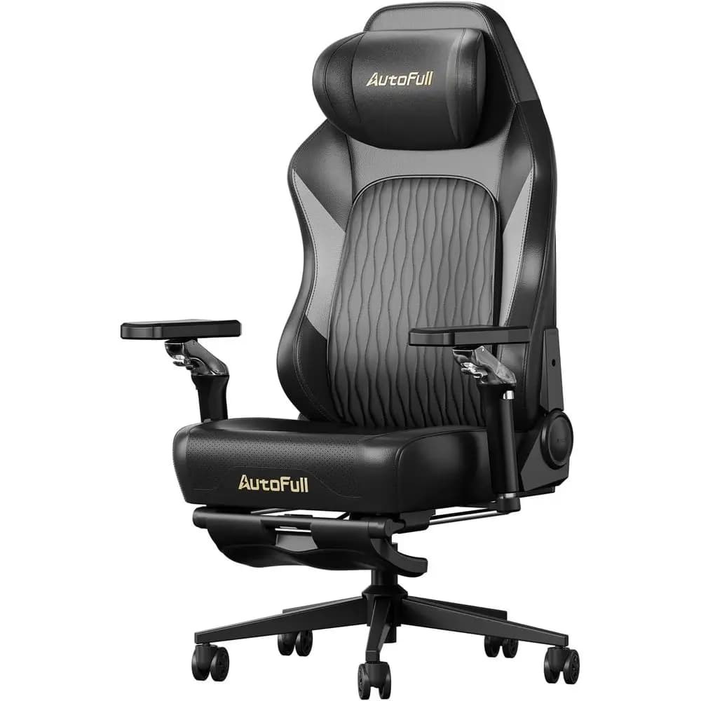 Ergonomic Gaming Chair with Ventilated Heating, Auto Lumbar Support, 6D Armrests, and Footrest - Black