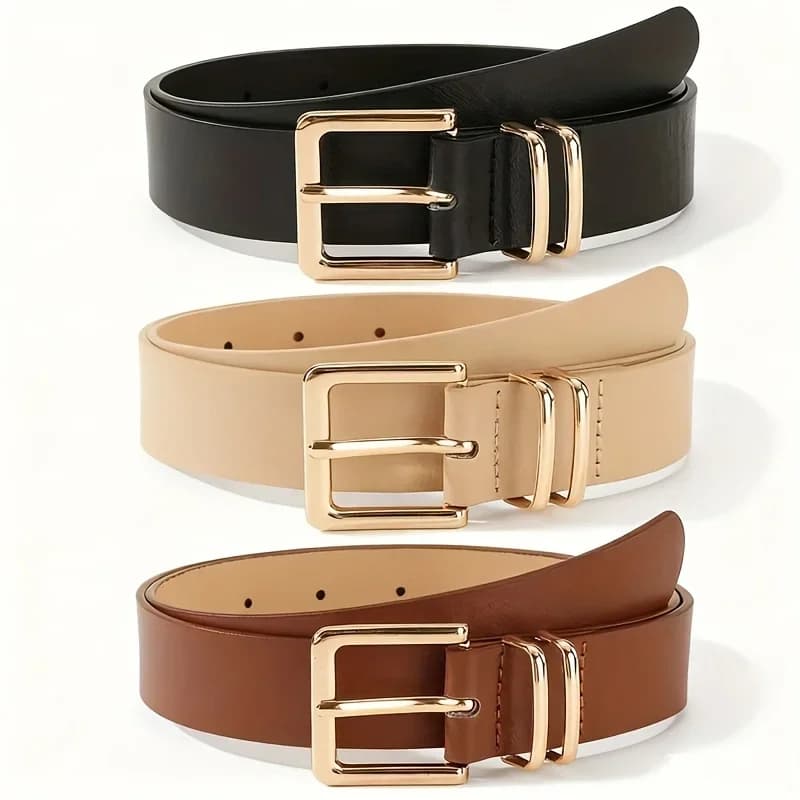 Women's belt with ardillon buckle in eco-leather - Adjustable casual belt for jeans, skirts - Durable minimalist versatile accessory