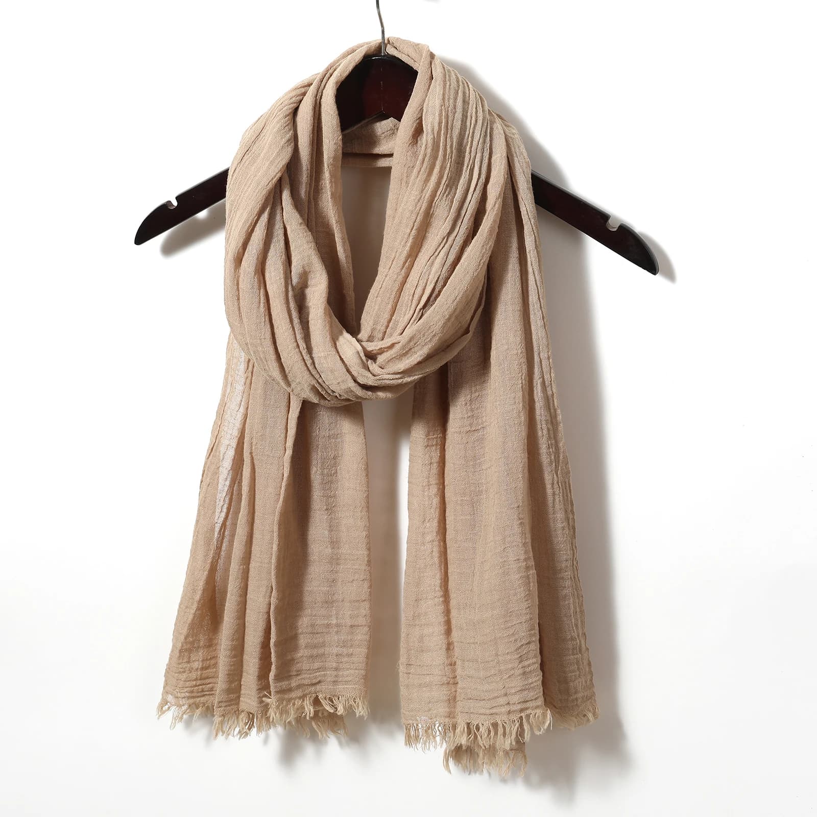 Sciarpa di lino in cotone tinta unita per uomo donna autunno inverno caldo Pashmina morbido scialli lunghi avvolge silenziatore corto con nappa Bufanda