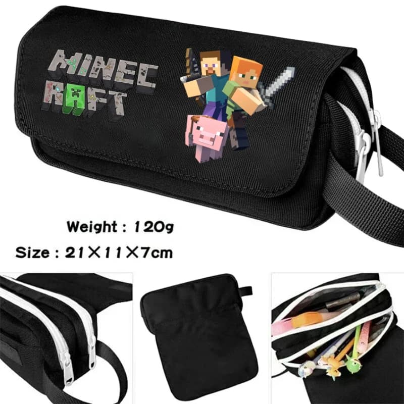 New Pixel Game Pencil Case Cartoon Stationery Supplies Minecrafted Partern Bag Box Pouch Anime Large Capacity Storage Bag Gift