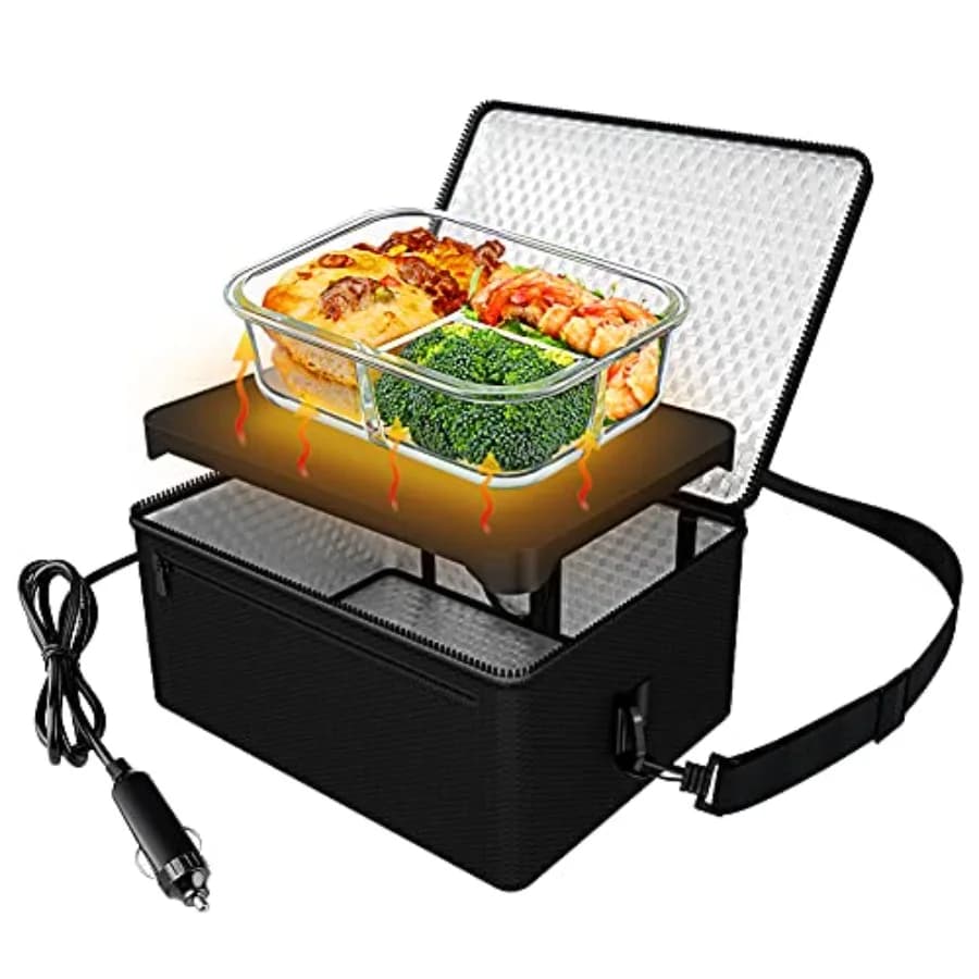 Forno Portatile 90W per Auto 12V, Scaldavivande Elettrico Personale Mini per Riscaldare Pasti e Alimenti Crudi