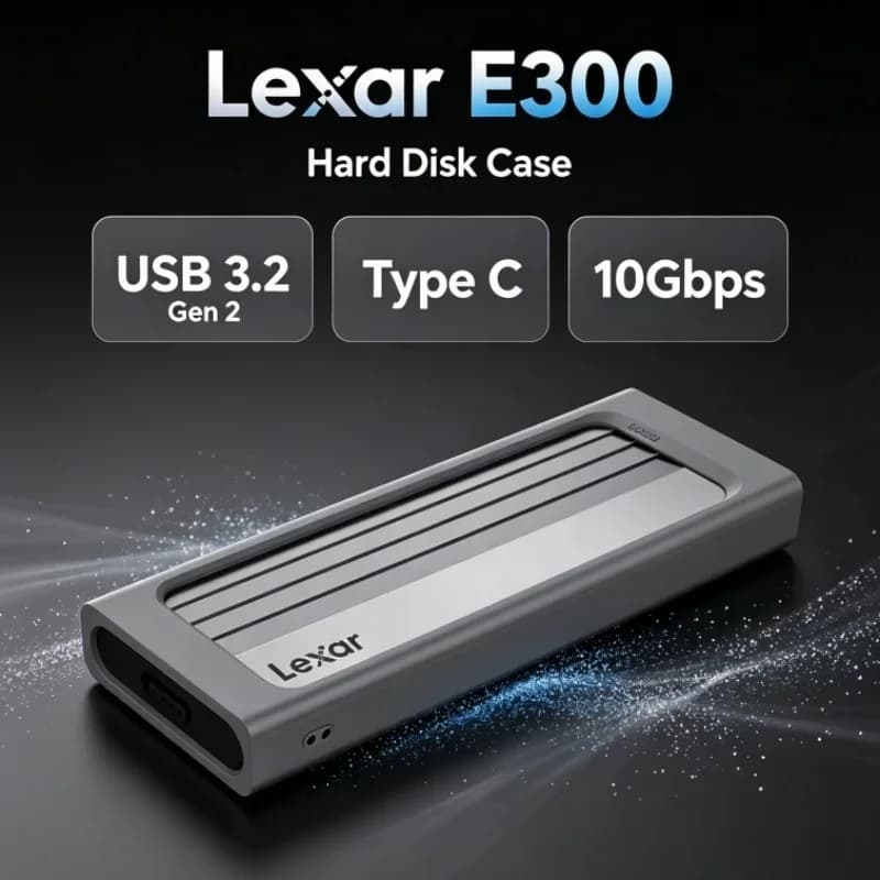 Lexar E300 NVMe SSD M.2 Enclosure USB 3.2 Gen 2 Type C External Hard Disk Case for 2230/2242/2260/2280 Mobile SSD