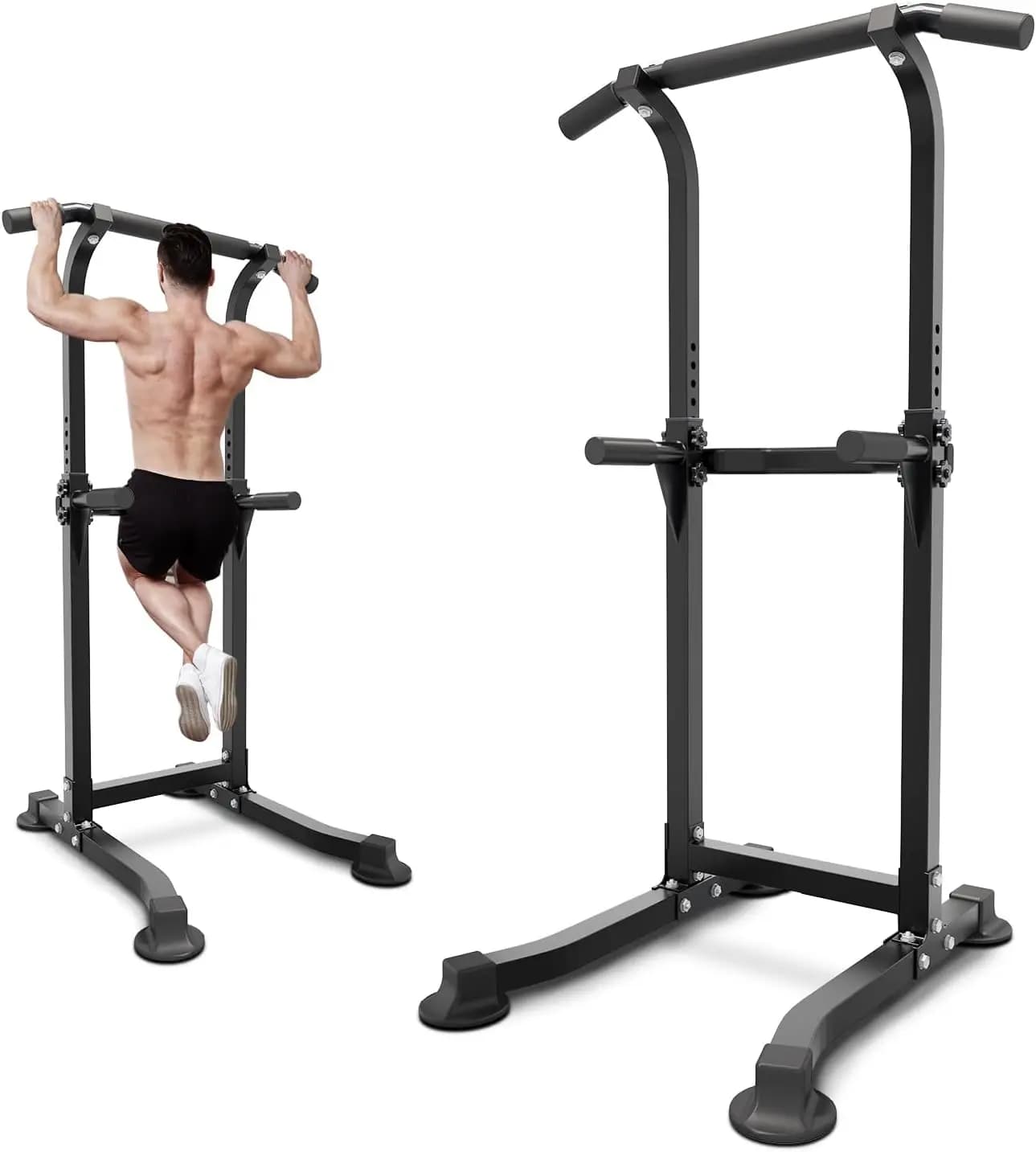 Pull Up Bar Dip Bar Power Tower Workout Dip Station regolabile in altezza Free Standing Chin Up Bar per uomo donna adolescenti 300 libbre pesare
