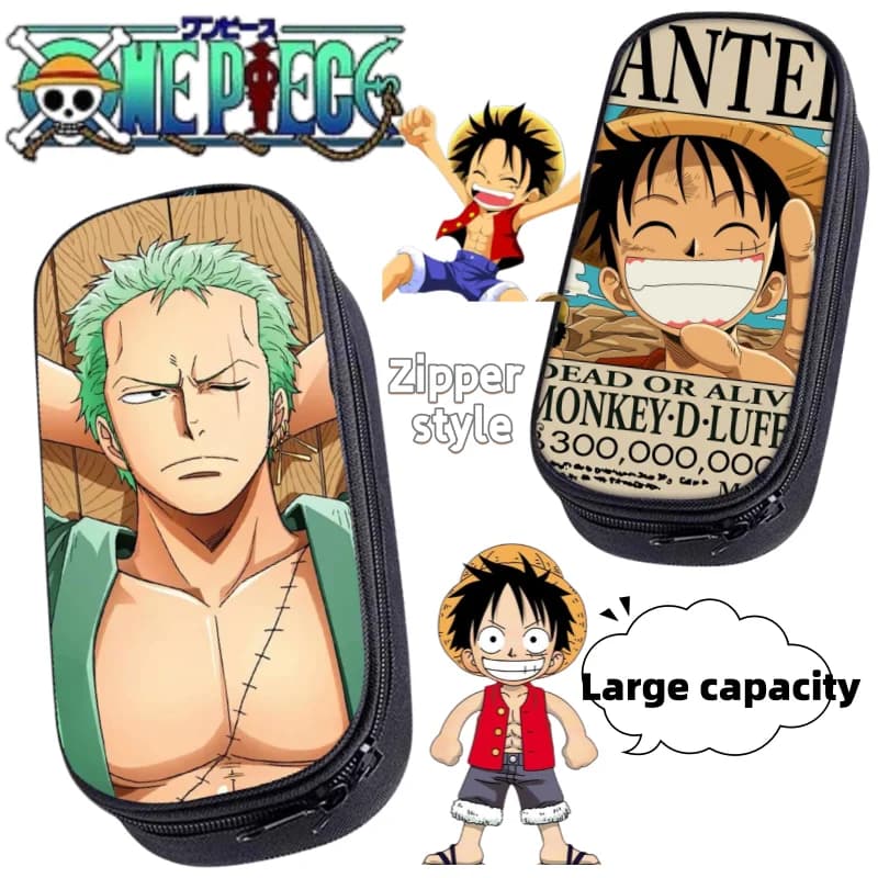 Cartoon Character One Piece Luffy Chopper Stationery Bag, Creative Large-Capacity Portable Waterproof Zipper Student Pencil Case