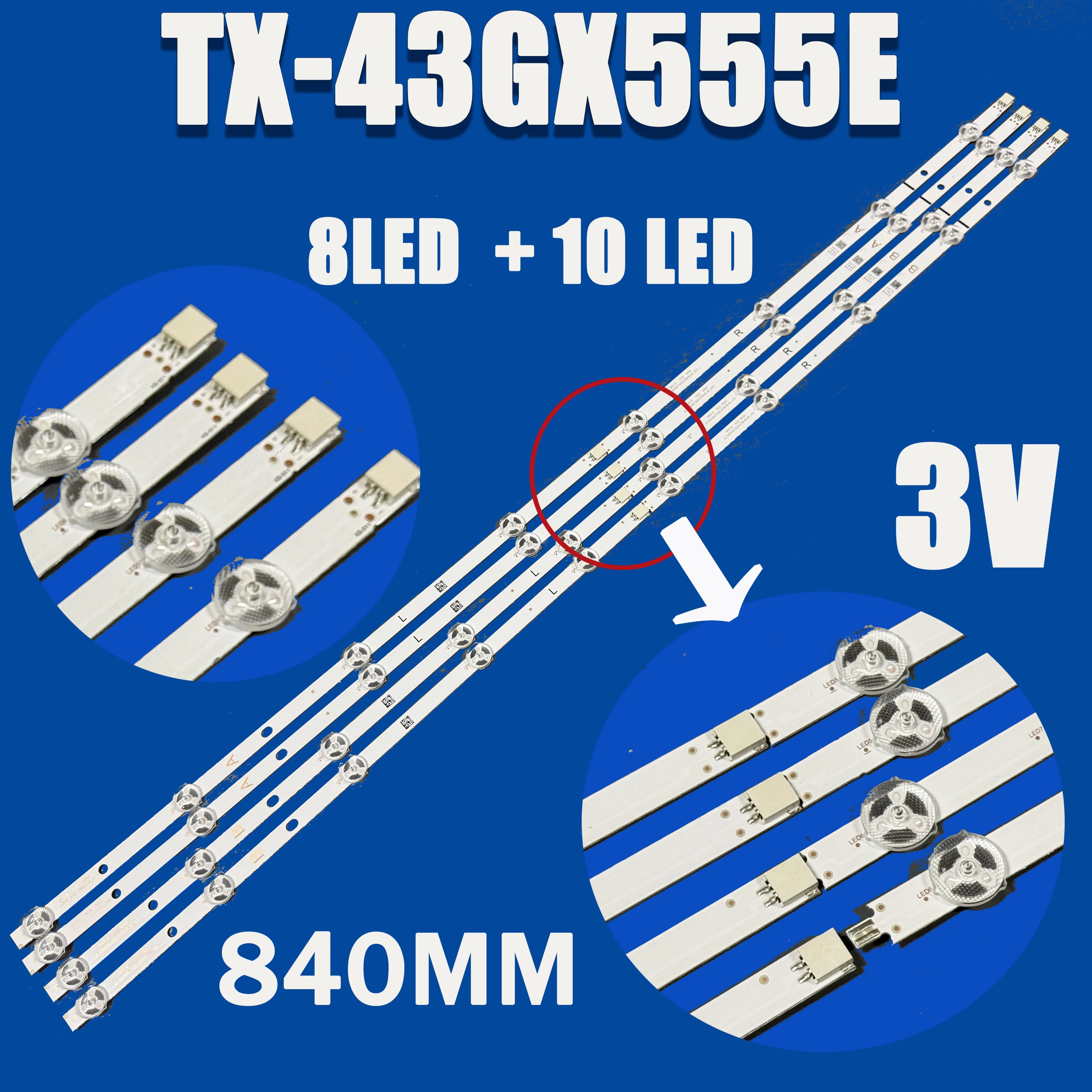Striscia LED TX-43GX555E TX-43FX550 43HE4000 VES430UNYB TX3503S LT-43C890 TX-43FX555B TX-43FX555E TX-43GS352B TX-43GX551B SVV430A78