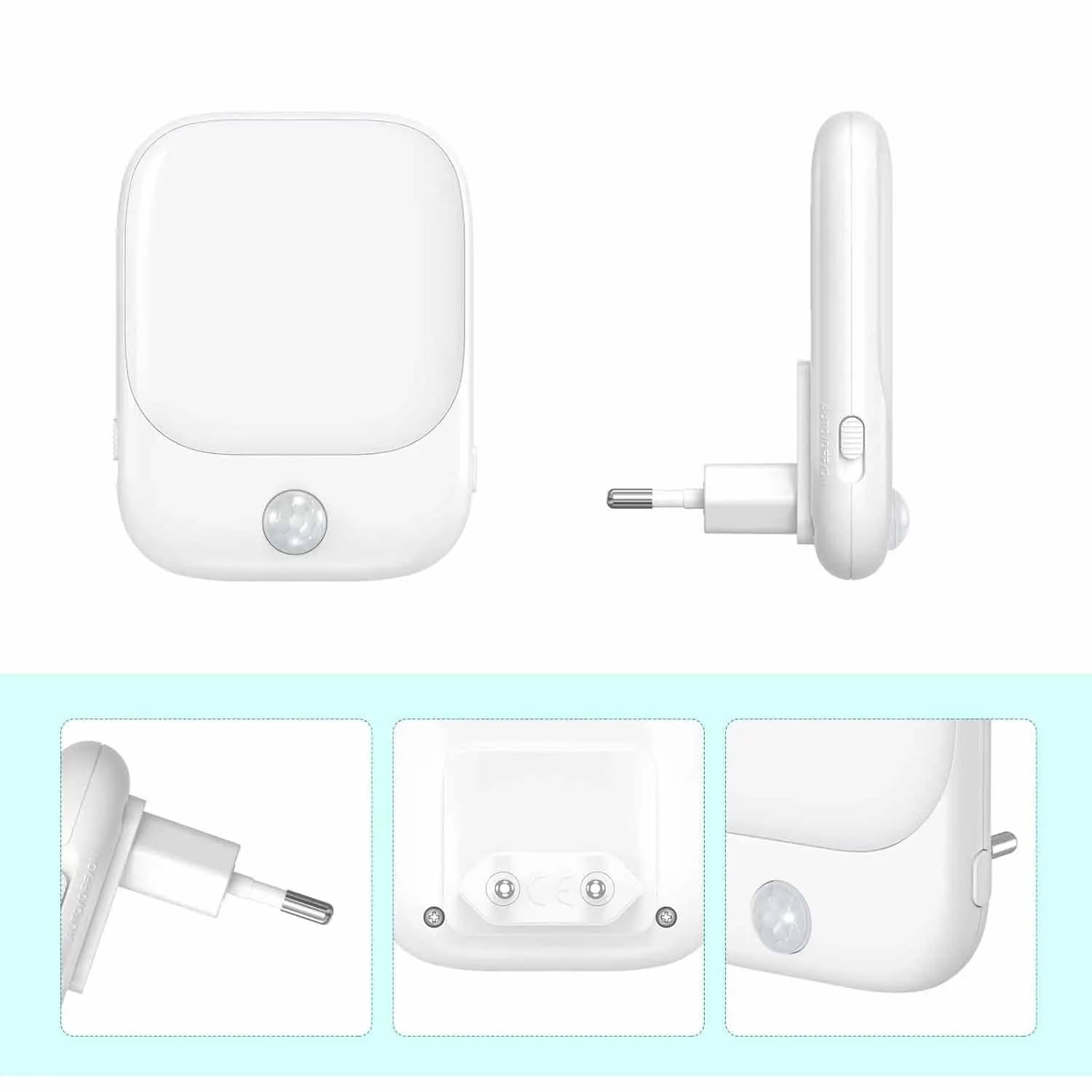 Night Light with Motion Sensor, Electric Socket Night Light with 5 Adjustable Brightnesses, LED Children's Night Light for Room