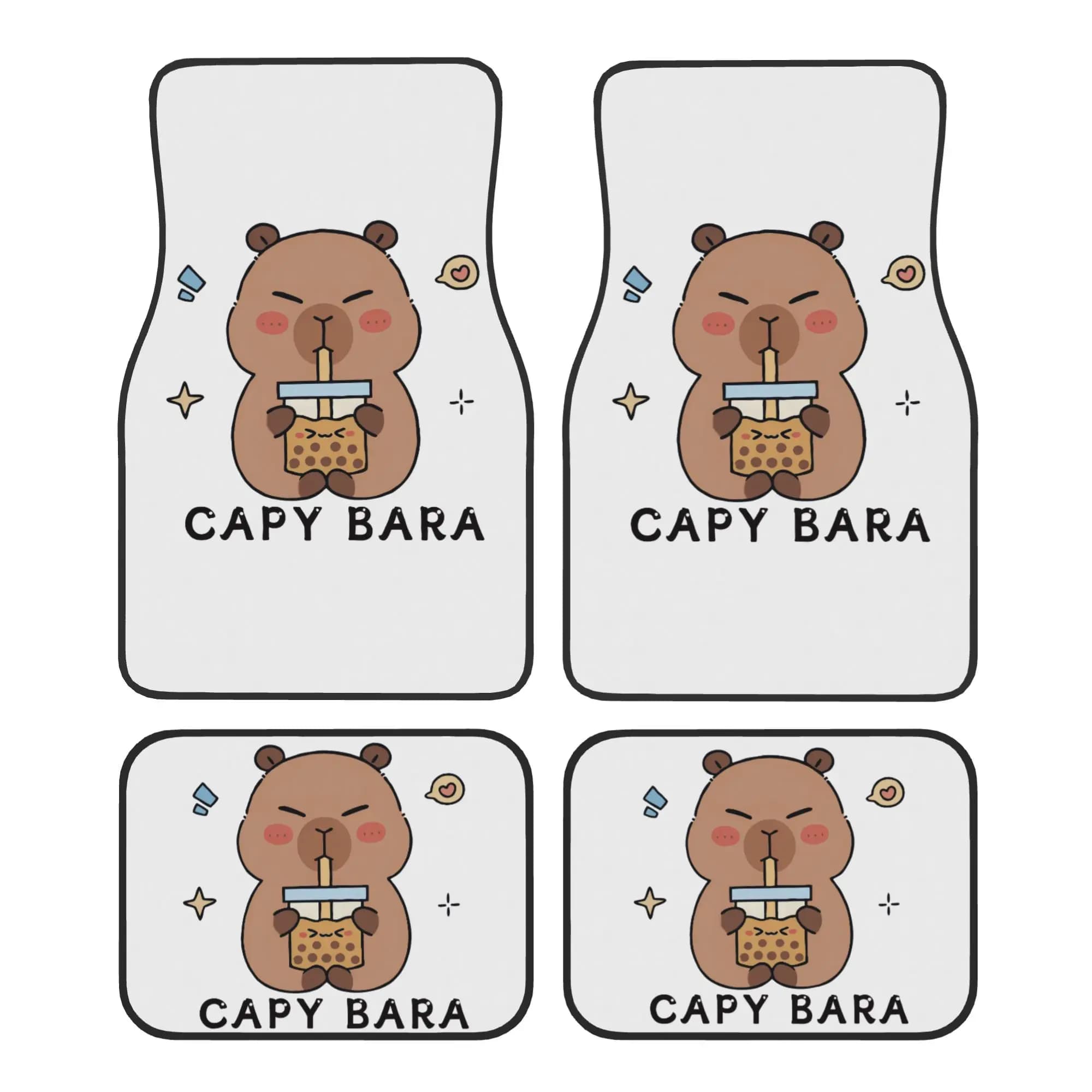 Car Floor Mats 4 Pcs Crystal Velvet Animal Pets Capybara Universal Front Rear Foot Mats Non-Slip Carpets Rugs Pieces Auto