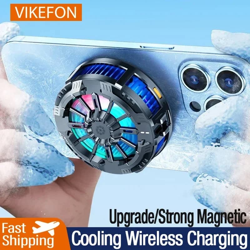 Caricabatterie wireless magnetici di raffreddamento Ventola universale con clip posteriore per radiatore per telefono cellulare per IPhone 17 16 15 13Pro Max Samsung Xiaomi