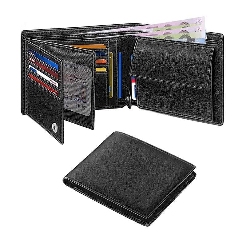 Portafogli da uomo multifunzionali con blocco RFID, portafoglio sottile con 15 scomparti per carte di credito