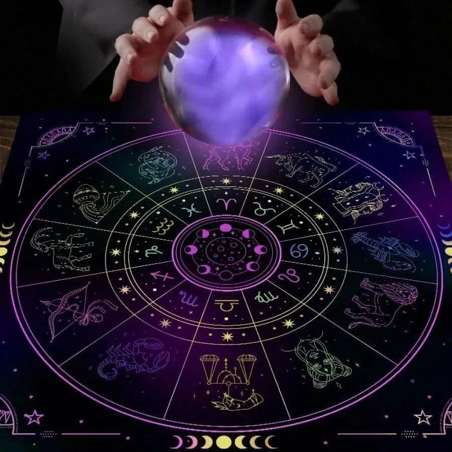 1 pz, Tappeto da Tavolo, Tappeto per Altare Divinazione 12 Costellazioni, Tappetino per Giochi da Tavolo, Tappetino per Carte Oracolo Astrologia Fortuna, Gioco di Carte, Festa