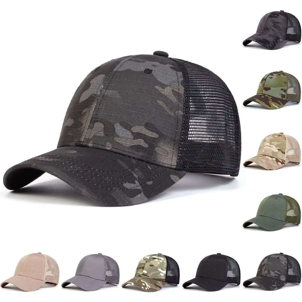 Cappellini da Baseball alla Moda con Rete, Berretto a Rete Semplice con Visiera Regolabile, Cappelli Parasole per Sport all'Aperto, Pesca, Campeggio