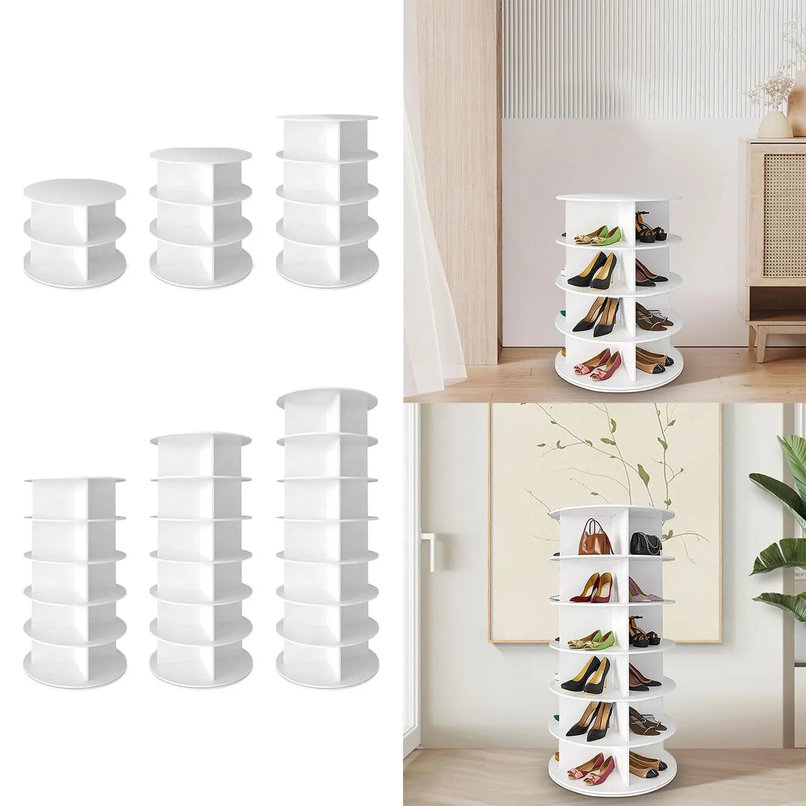 Scarpiera rotante Torre portaoggetti Borsa verticale Ruota scarpe Armadio Organizzazione Scarpiera rotante Display Lazy Susan per camera da letto