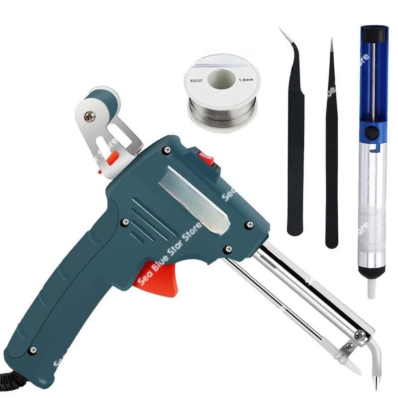 Set Saldatore Elettrico 60W con Pistola per Saldatura a Stagno, Riscaldamento Esterno e Interno, Portatile