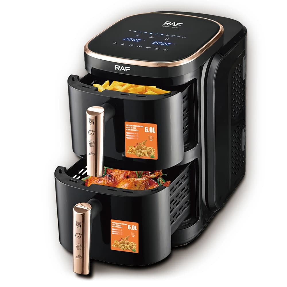 Friggitrice ad aria digitale Airfreyer da 6 litri a doppia stack con 2 cestelli senza olio