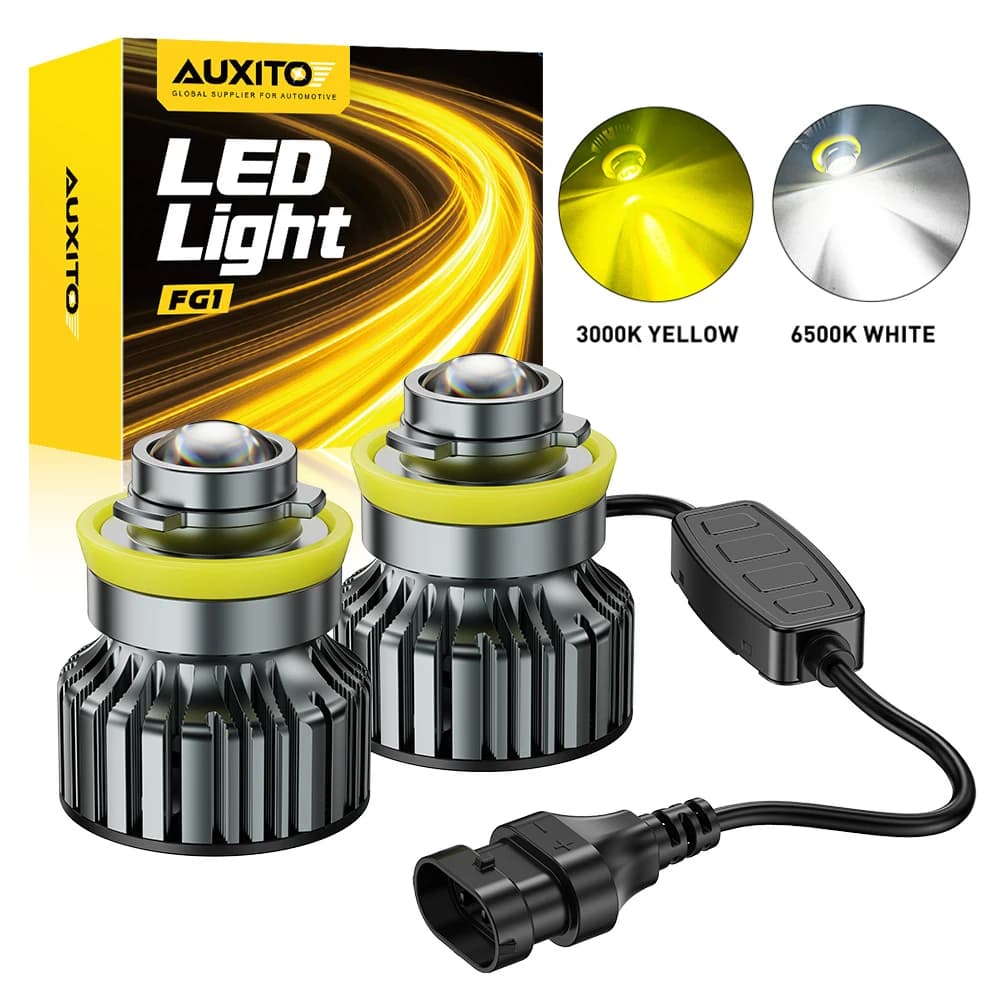 2 Pezzi AUXITO H8 H11 Fari Fendinebbia a LED Laser con Mini Lente Proiettore Canbus 70W, Lampada Fendinebbia Auto Dorata/Bianca, Lampadine Fari Automobilistici 12V